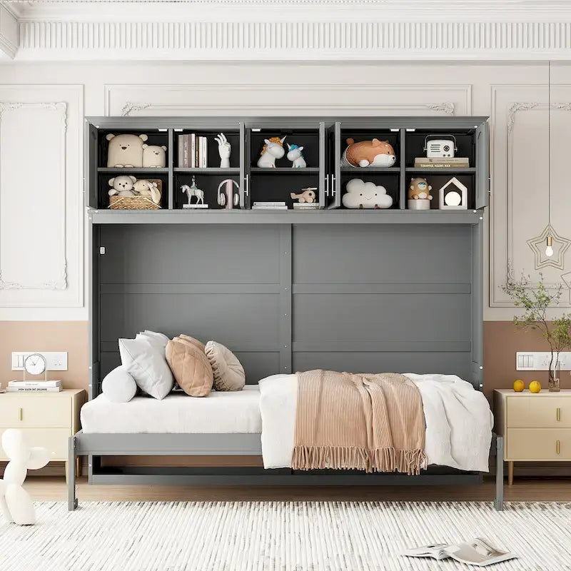 Lit escamotable mural Queen Size avec meubles hauts