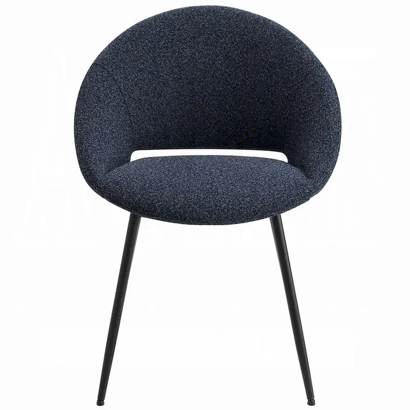 Lot de 2 chaises de salle à manger, bouclette noire, pieds en métal noir élégant