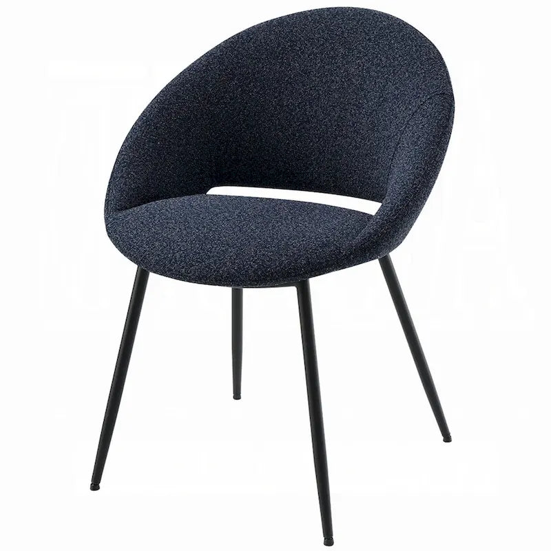 Lot de 2 chaises de salle à manger, bouclette noire, pieds en métal noir élégant