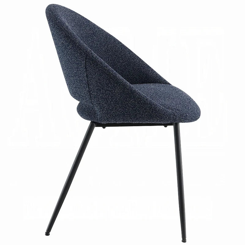 Lot de 2 chaises de salle à manger, bouclette noire, pieds en métal noir élégant