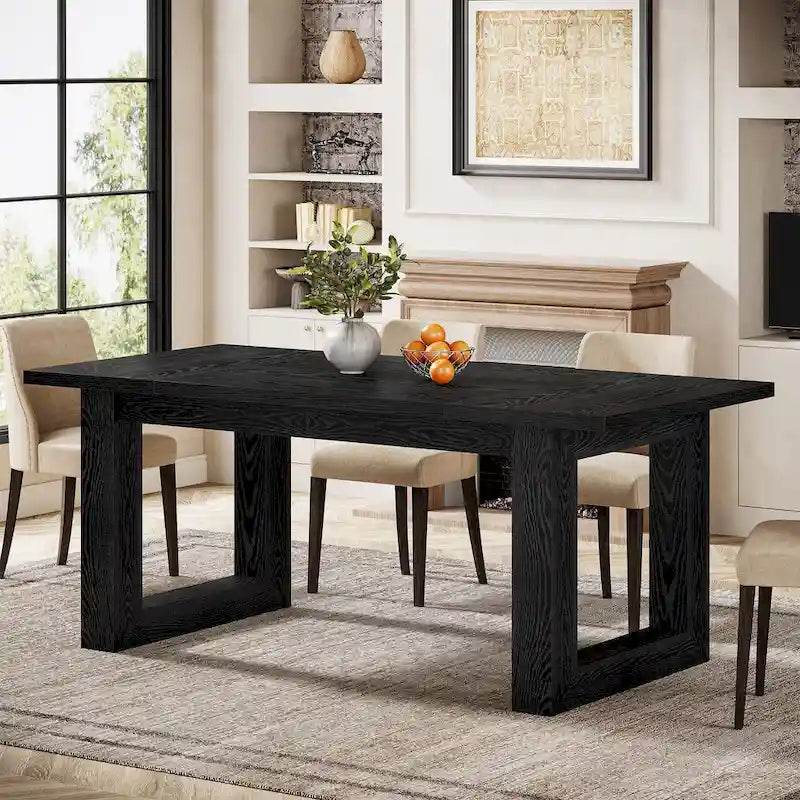Table de salle à manger de ferme rectangulaire en bois de 160 cm pour 4 à 6 personnes