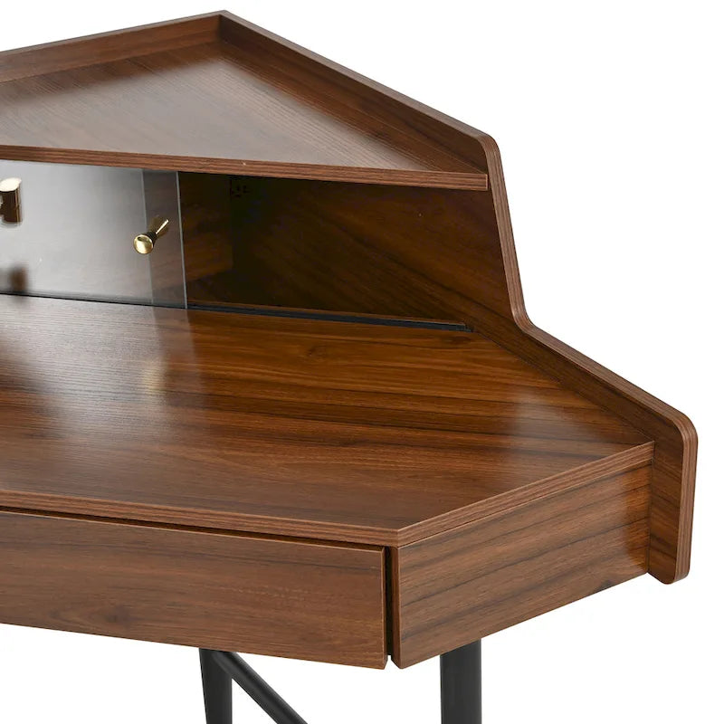 Coiffeuse d'angle avec miroir et lumières LED