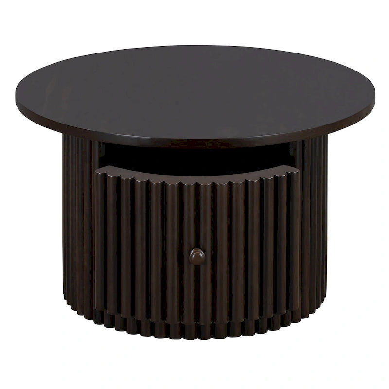 Table basse en MDF de 77,5 cm avec tiroir et base à lattes