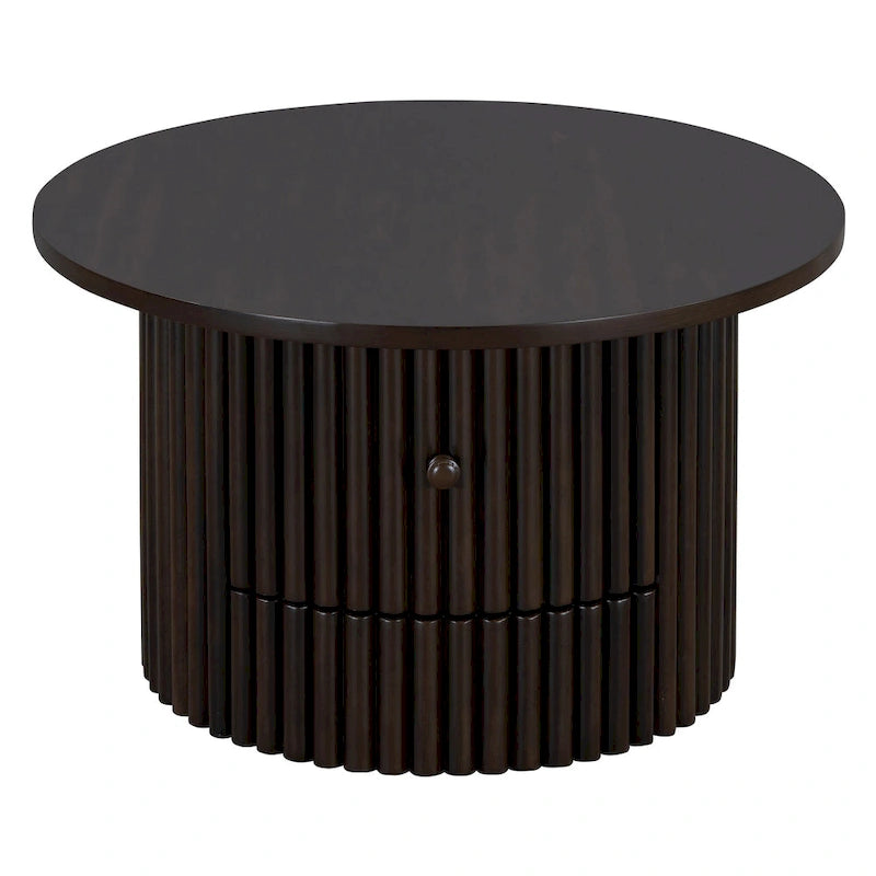 Table basse en MDF de 77,5 cm avec tiroir et base à lattes
