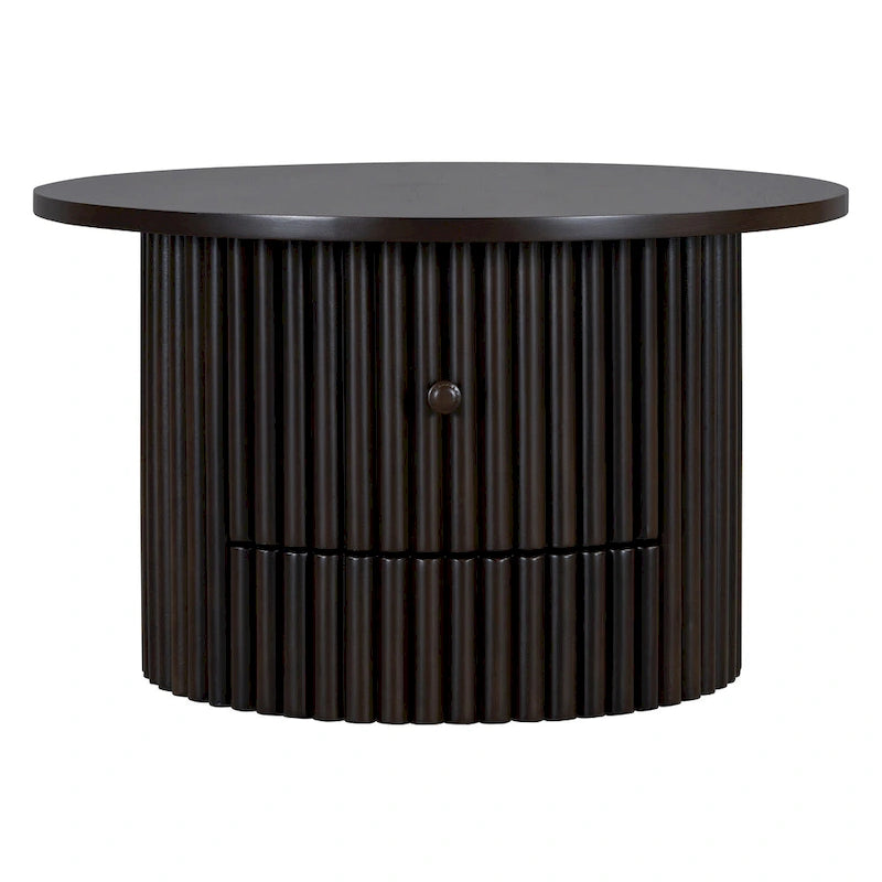 Table basse en MDF de 77,5 cm avec tiroir et base à lattes