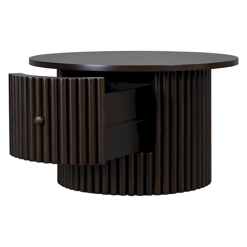 Table basse en MDF de 77,5 cm avec tiroir et base à lattes