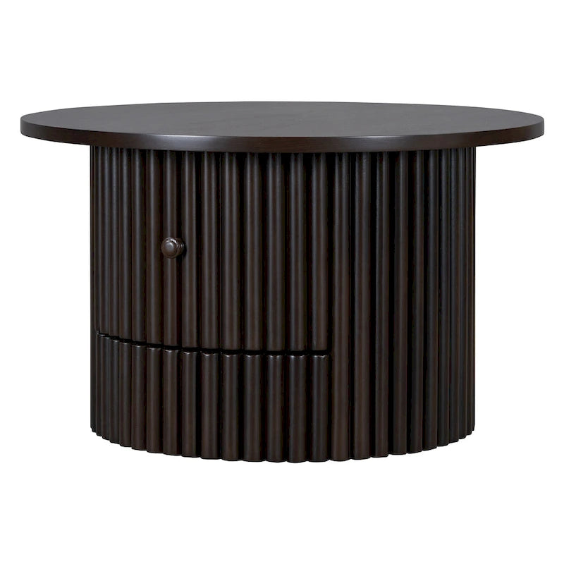 Table basse en MDF de 77,5 cm avec tiroir et base à lattes