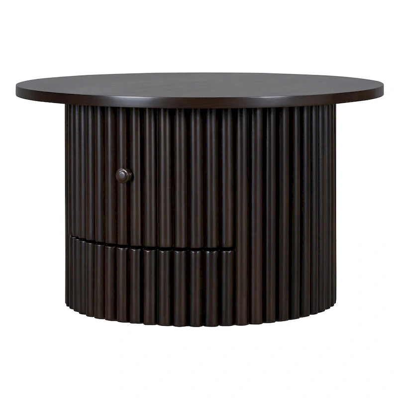 Table basse en MDF de 77,5 cm avec tiroir et base à lattes