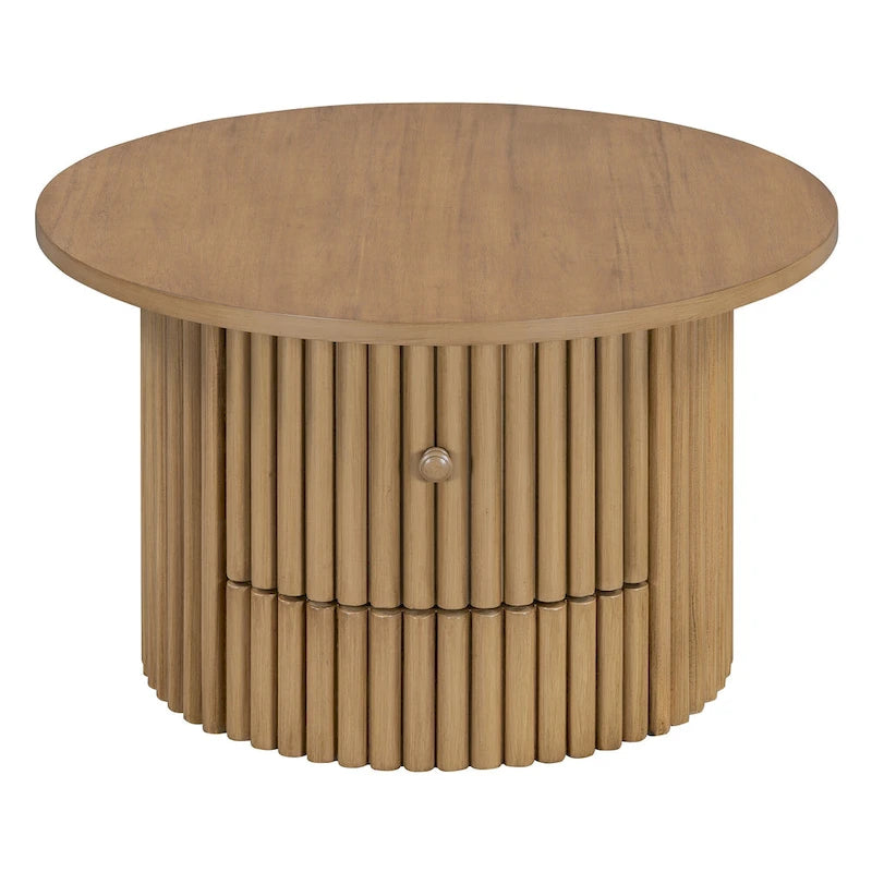 Table basse en MDF de 77,5 cm avec tiroir et base à lattes