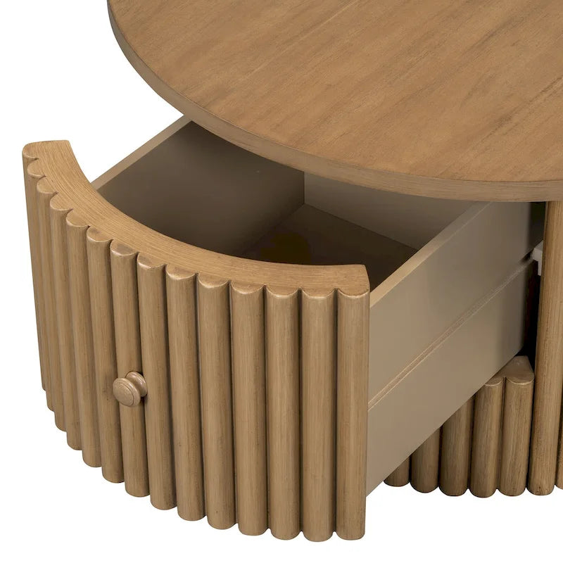Table basse en MDF de 77,5 cm avec tiroir et base à lattes