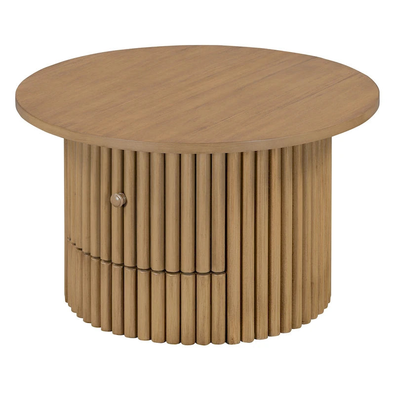 Table basse en MDF de 77,5 cm avec tiroir et base à lattes