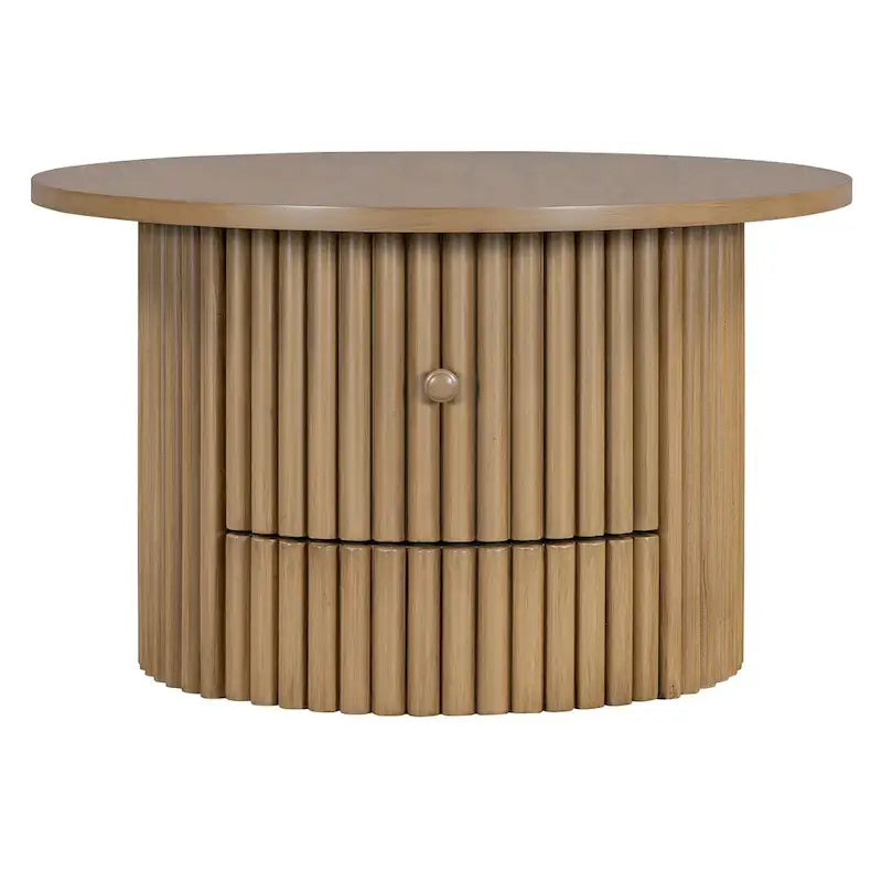 Table basse en MDF de 77,5 cm avec tiroir et base à lattes