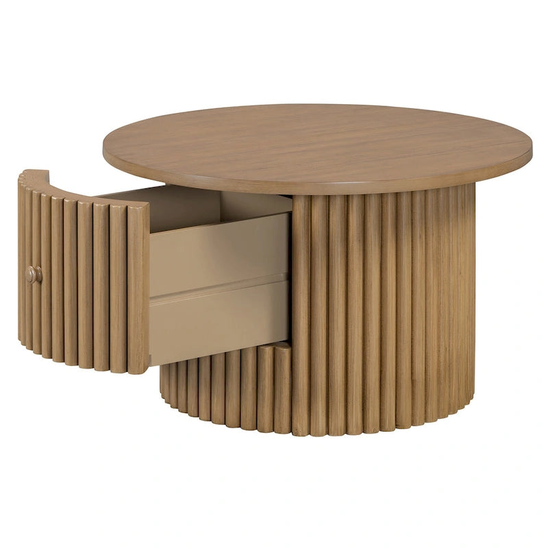 Table basse en MDF de 77,5 cm avec tiroir et base à lattes