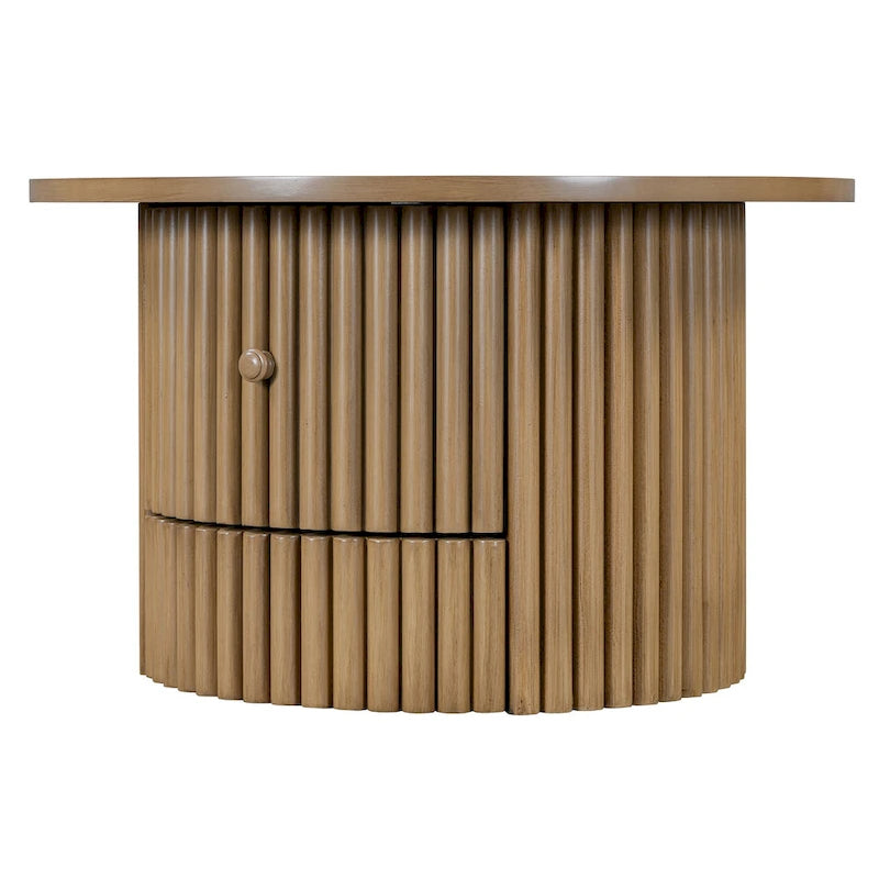 Table basse en MDF de 77,5 cm avec tiroir et base à lattes