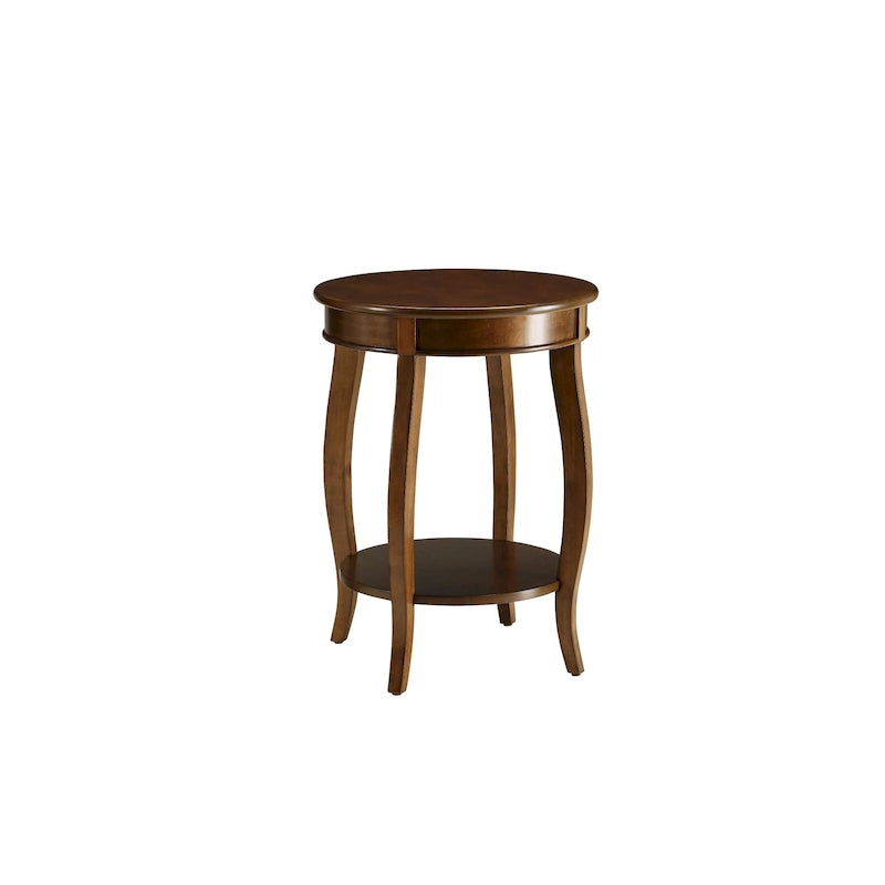 Round Top Side Table with Shelf