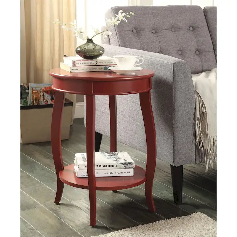 Round Top Side Table with Shelf