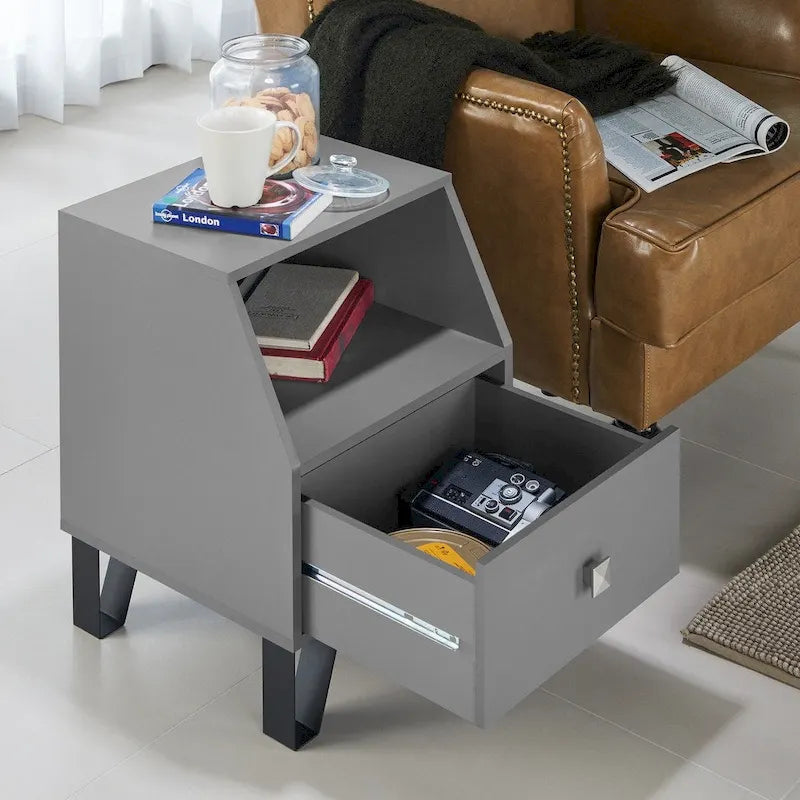 Table d'appoint contemporaine à 1 étagère de 40 cm