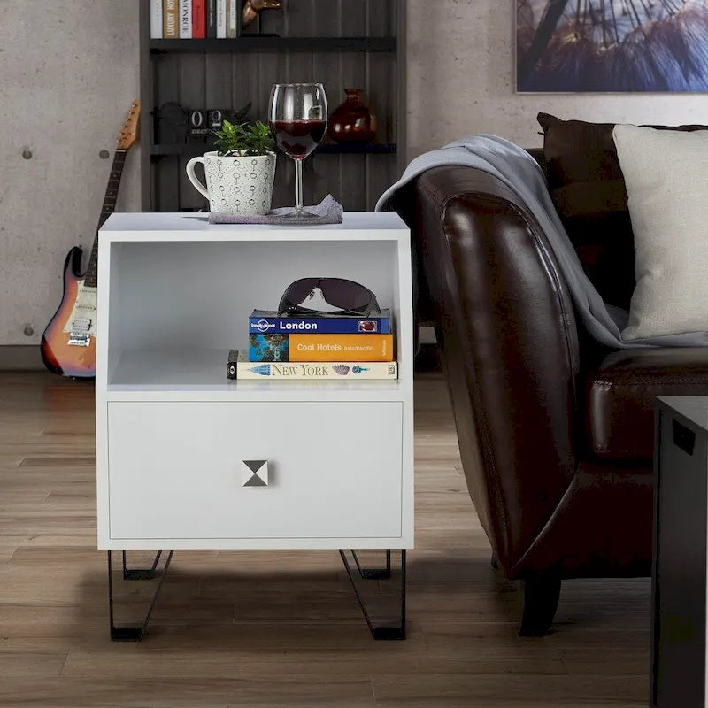 Table d'appoint contemporaine à 1 étagère de 40 cm