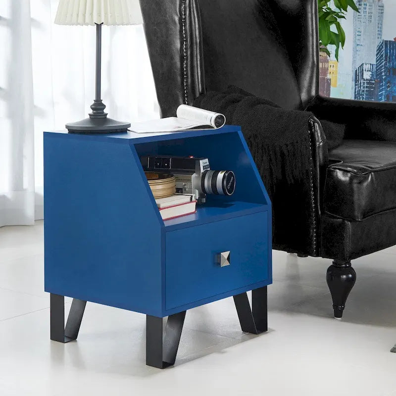Table d'appoint contemporaine à 1 étagère de 40 cm