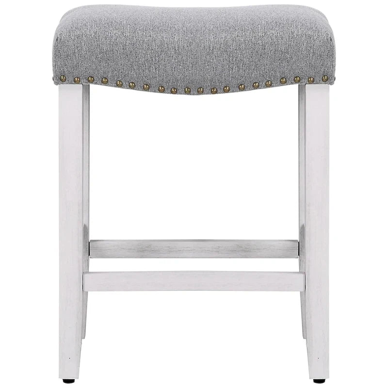 Tabouret de comptoir rembourré en polyester blanc antique de 61 cm
