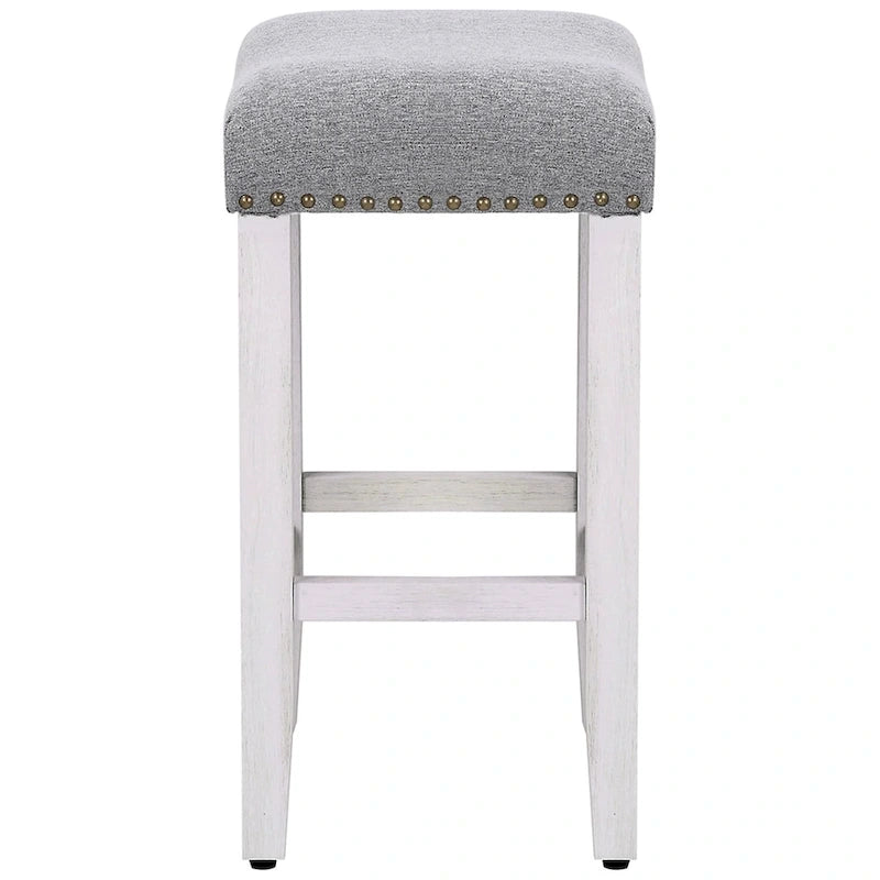Tabouret de comptoir rembourré en polyester blanc antique de 61 cm