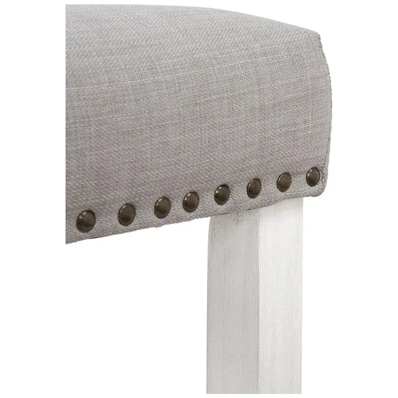 Tabouret de comptoir rembourré en polyester blanc antique de 61 cm