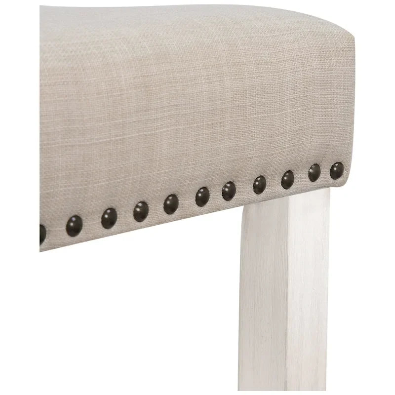 Tabouret de comptoir rembourré en polyester blanc antique de 61 cm