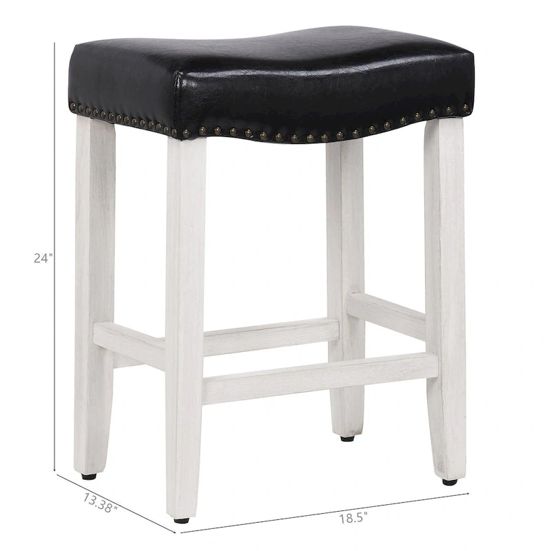 Tabouret de comptoir rembourré en polyester blanc antique de 61 cm