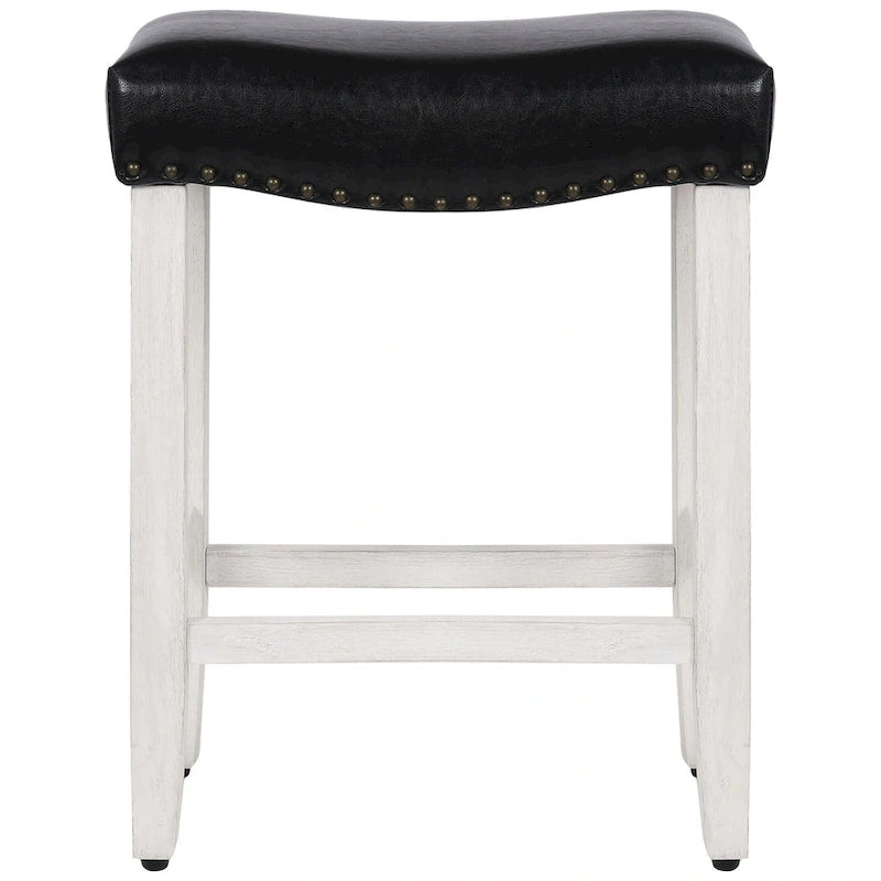 Tabouret de comptoir rembourré en polyester blanc antique de 61 cm