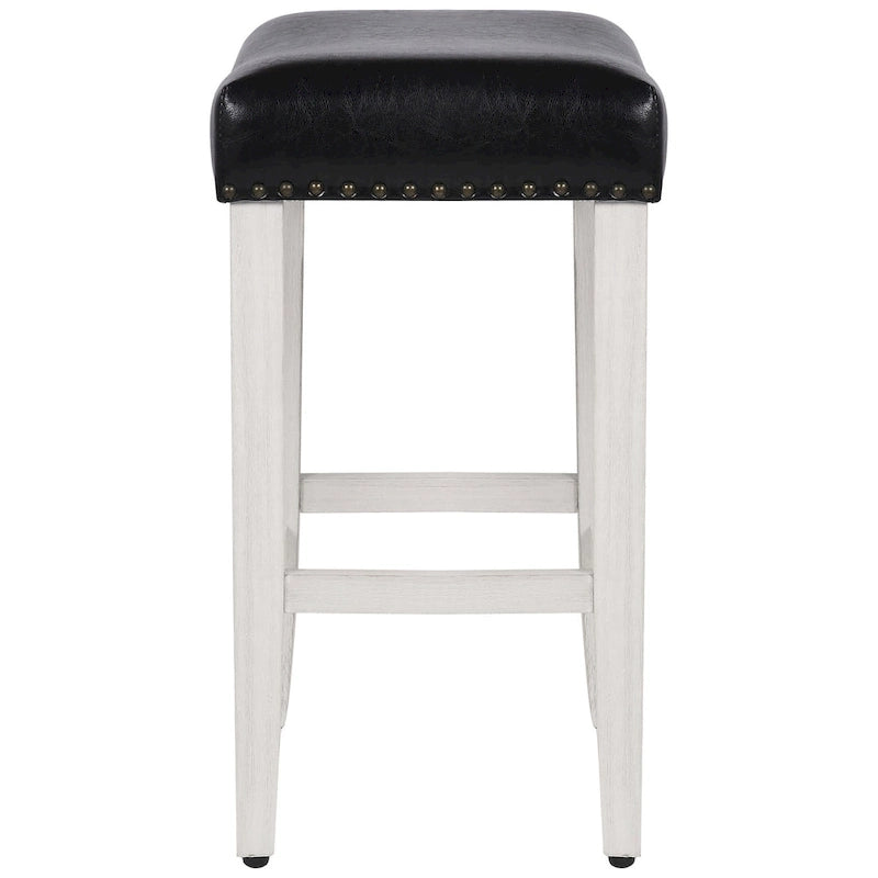 Tabouret de comptoir rembourré en polyester blanc antique de 61 cm
