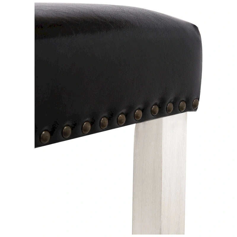 Tabouret de comptoir rembourré en polyester blanc antique de 61 cm