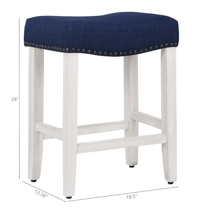 Tabouret de comptoir rembourré en polyester blanc antique de 61 cm