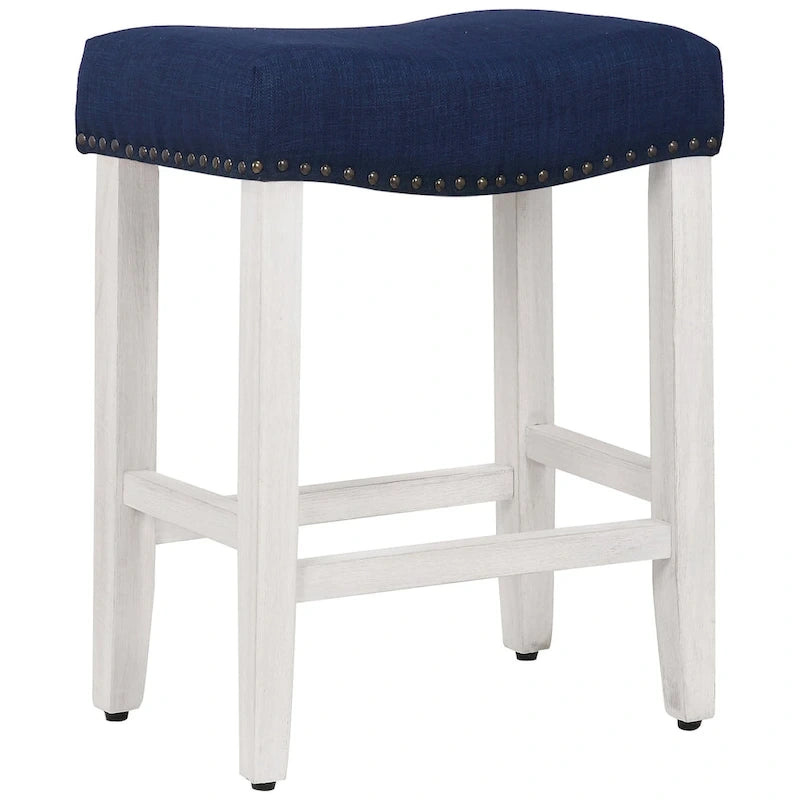 Tabouret de comptoir rembourré en polyester blanc antique de 61 cm