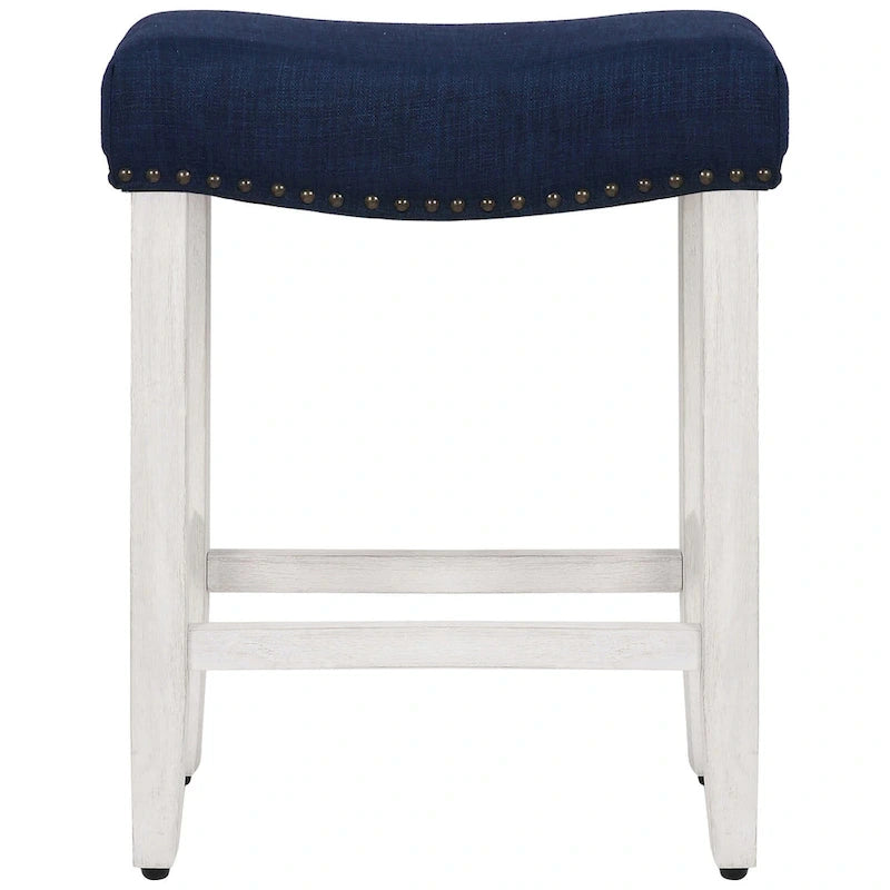 Tabouret de comptoir rembourré en polyester blanc antique de 61 cm