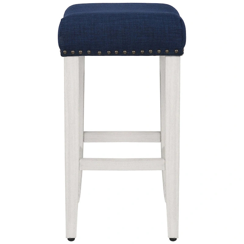 Tabouret de comptoir rembourré en polyester blanc antique de 61 cm