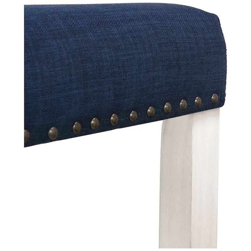 Tabouret de comptoir rembourré en polyester blanc antique de 61 cm