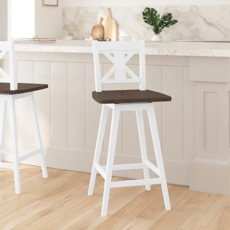 Tabouret de comptoir pivotant en bois de style ferme moderne
