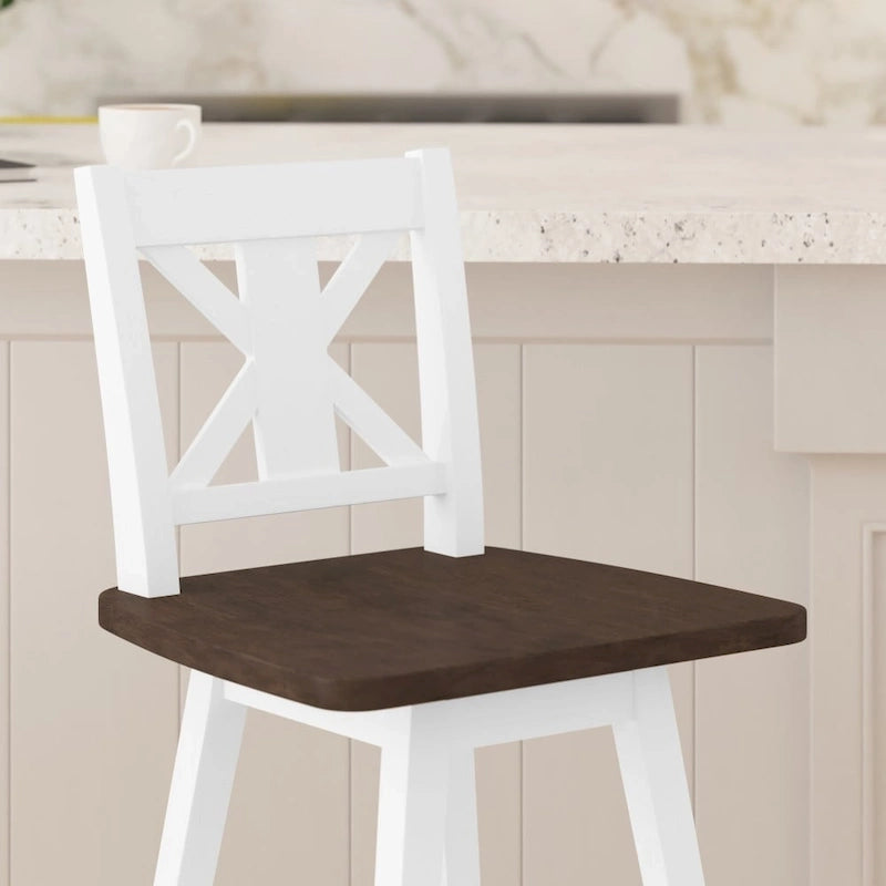 Tabouret de comptoir pivotant en bois de style ferme moderne