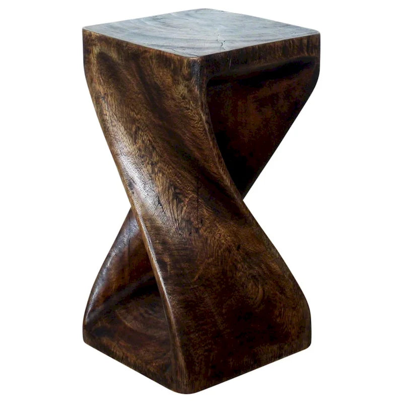 Tabouret Twist en bois 10 x 10 x 18 po de haut, Huile moka