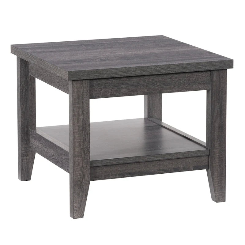 Side Table with Shelf, Dark Grey