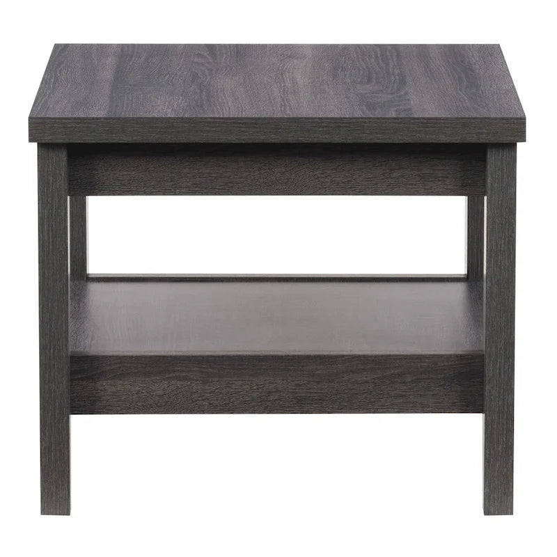 Side Table with Shelf, Dark Grey