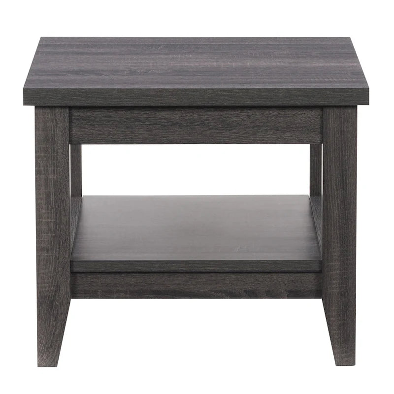 Side Table with Shelf, Dark Grey