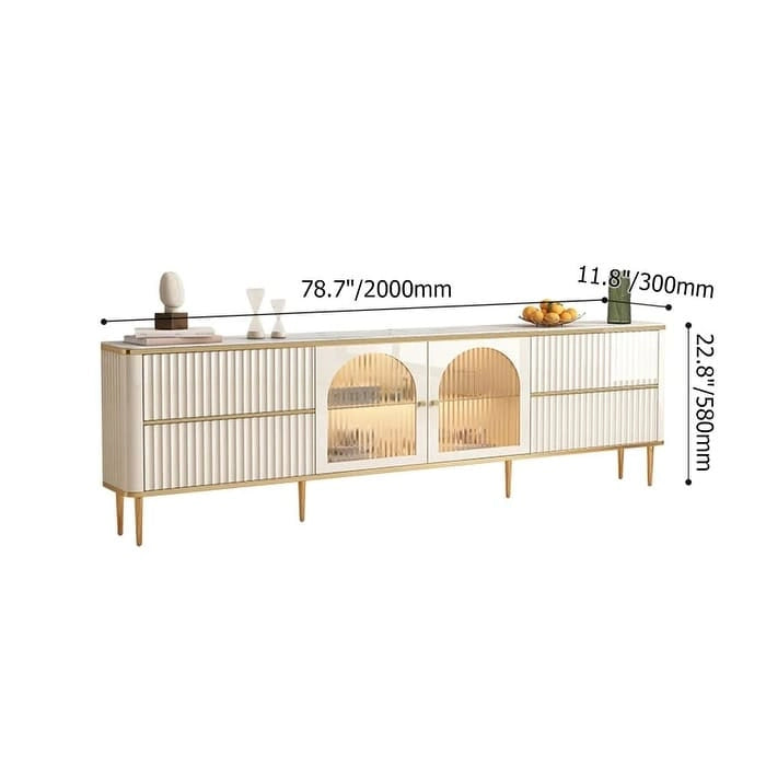 Meuble TV moderne avec tiroirs et vitrine