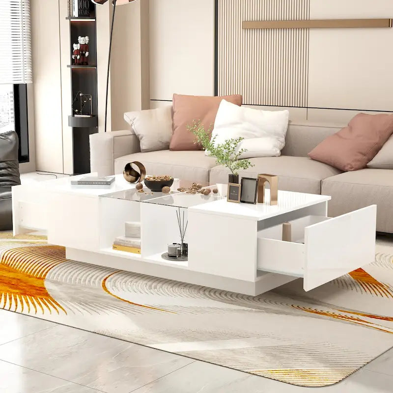 Table basse de rangement Tables basses laquées brillantes Lumières LED Cocktail - 47,4W
