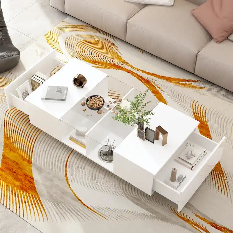 Table basse de rangement Tables basses laquées brillantes Lumières LED Cocktail - 47,4W