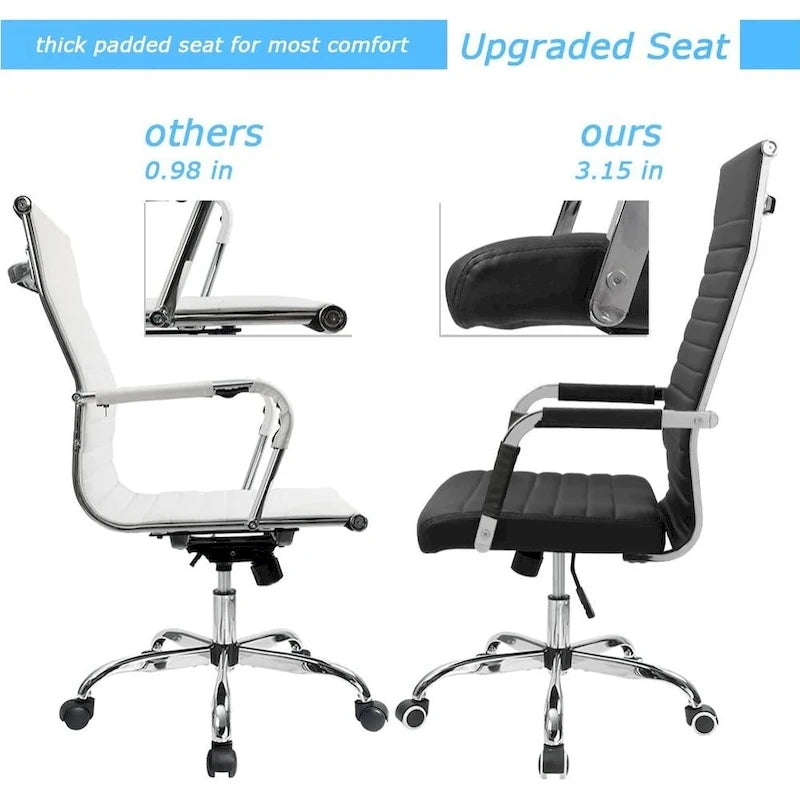 Chaise de bureau nervurée, chaise de conférence à dossier haut