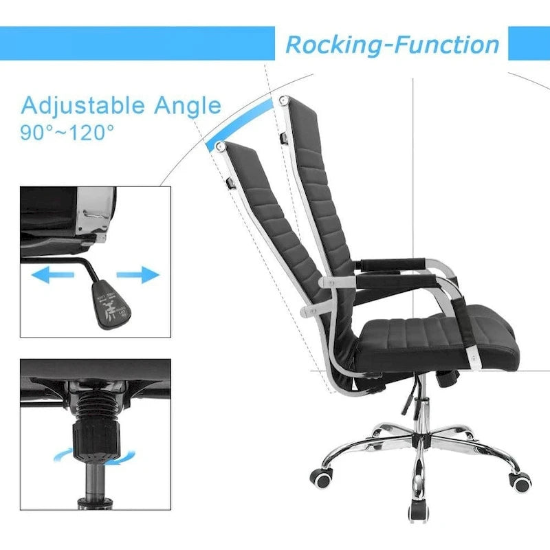Chaise de bureau nervurée, chaise de conférence à dossier haut