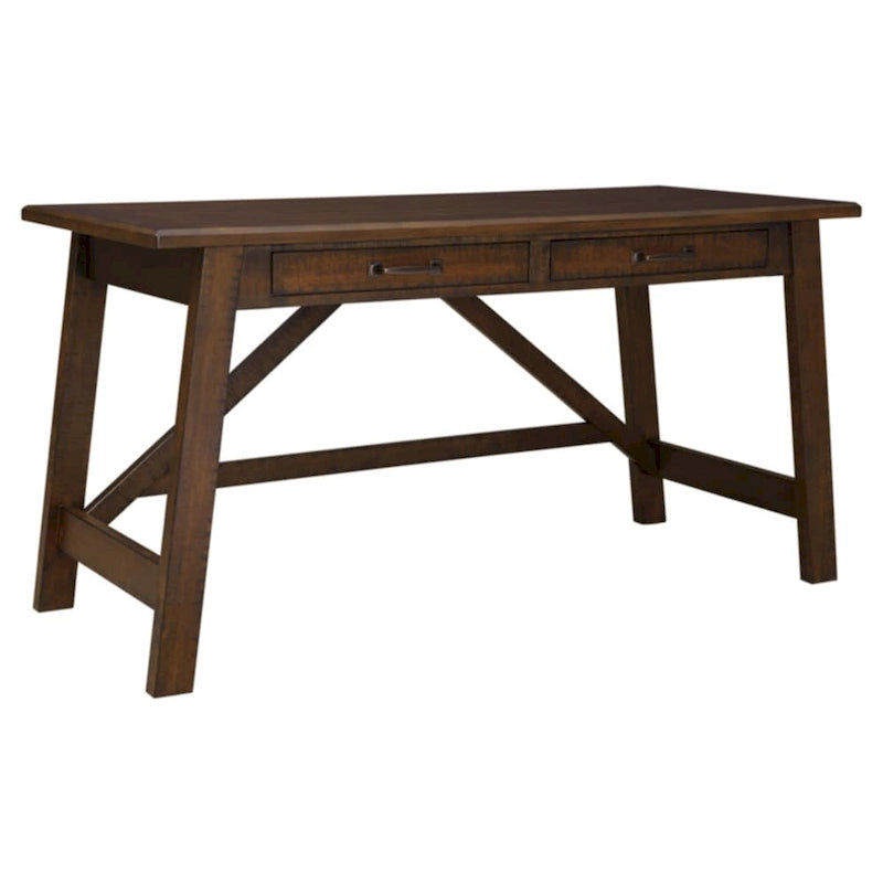 Bureau d'ordinateur à pieds rustique marron
