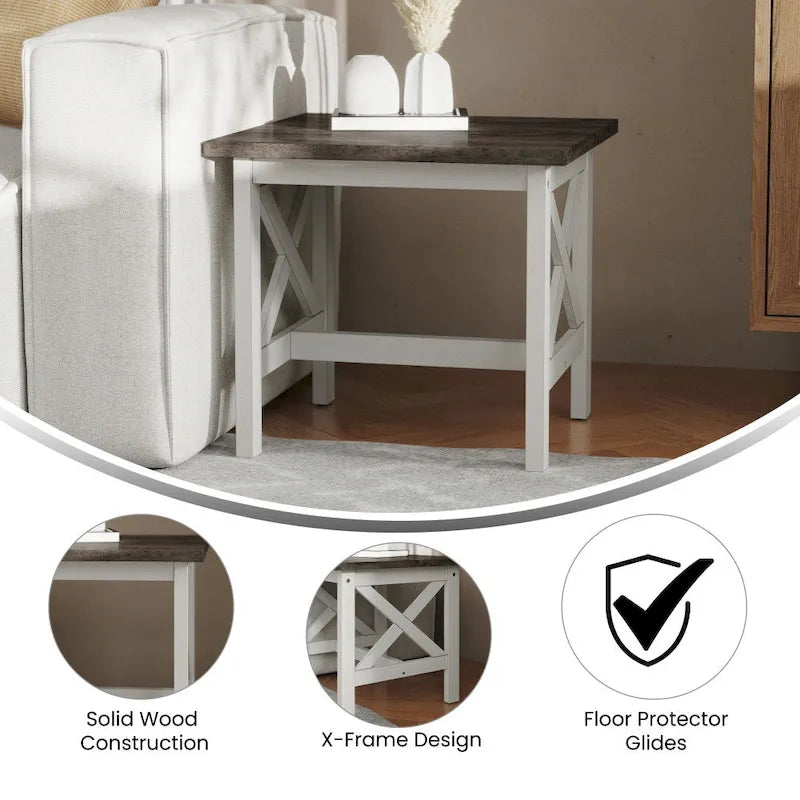 Table d'appoint de ferme classique en bois massif