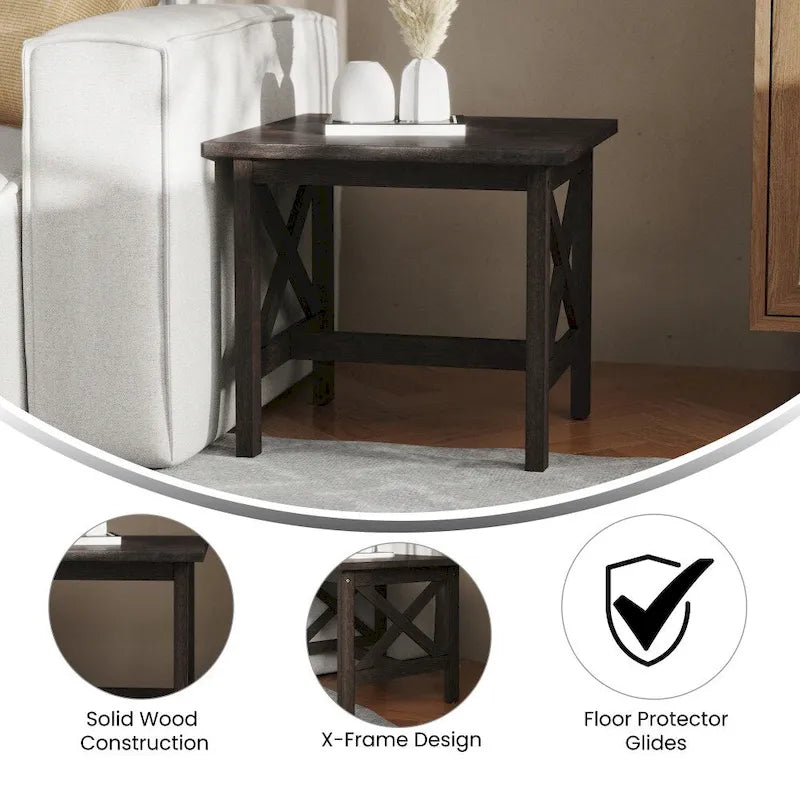 Table d'appoint de ferme classique en bois massif